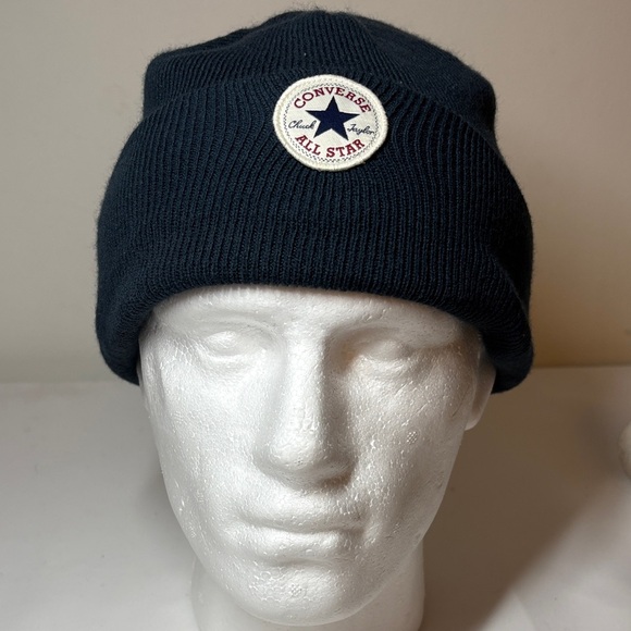 Navy Cotton Converse All Star Beanie Toque Winter Cap One Size - Picture 1 of 7
